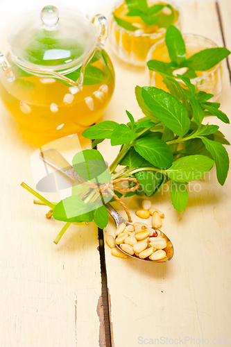 Image of Arab traditional mint and pine nuts tea