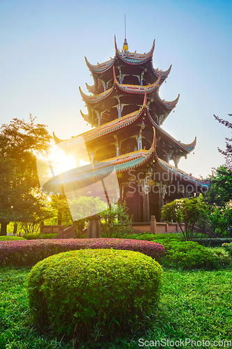 Image of Wangjiang Pavilion in Wangjianglou park. Chengdu, Sichuan, China