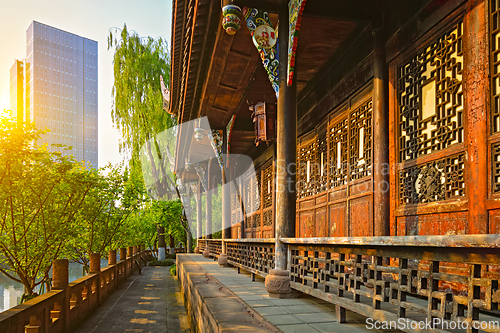 Image of Wangjiang Pavilion in Wangjianglou park. Chengdu, Sichuan, China