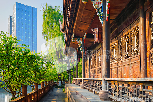 Image of Wangjiang Pavilion in Wangjianglou park. Chengdu, Sichuan, China