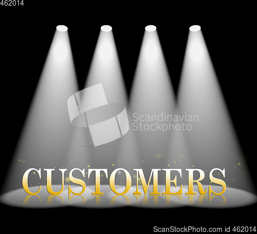 Image of Customers Spotlight Represents Client Buyer 3d Rendering