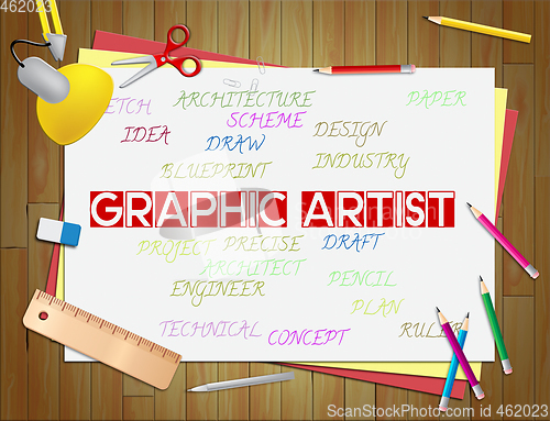 Image of Graphic Artist Shows Artists Illustrations And Designers
