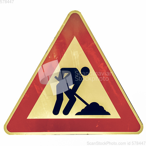 Image of Vintage looking Road work sign