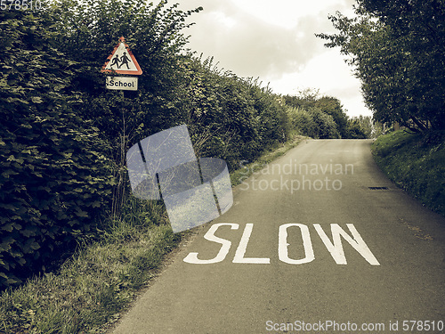 Image of Vintage looking Slow sign