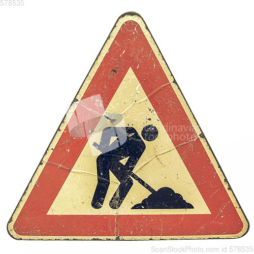 Image of Vintage looking Roadworks sign