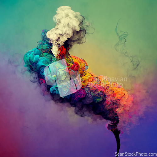 Image of Abstract design of a dust cloud. Colorful rainbow of dust partic