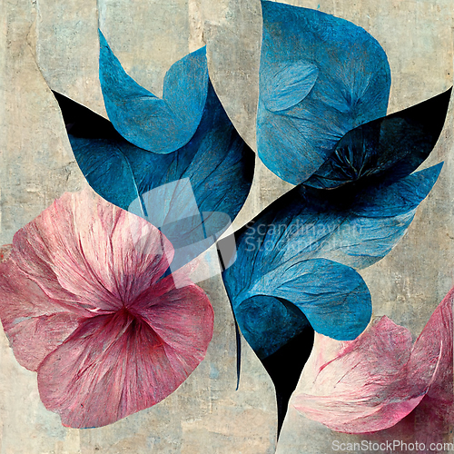 Image of Blue and pink abstract flower Illustration for prints, wall art,