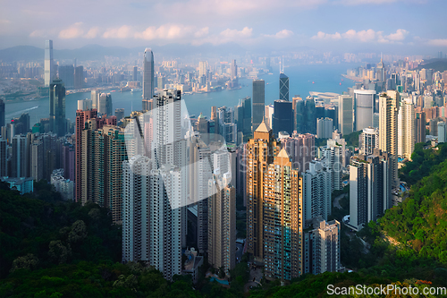 Image of Hong Kong skyscrapers skyline cityscape view