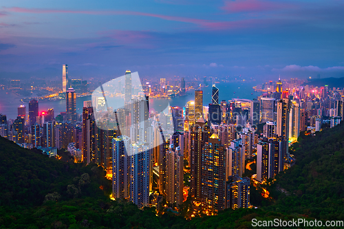 Image of Hong Kong skyscrapers skyline cityscape view