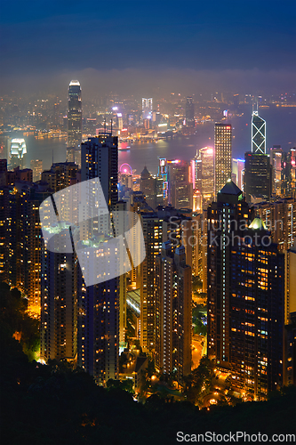 Image of Hong Kong skyscrapers skyline cityscape view