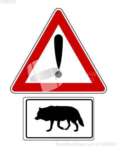 Image of Attention sign with optional label wolf