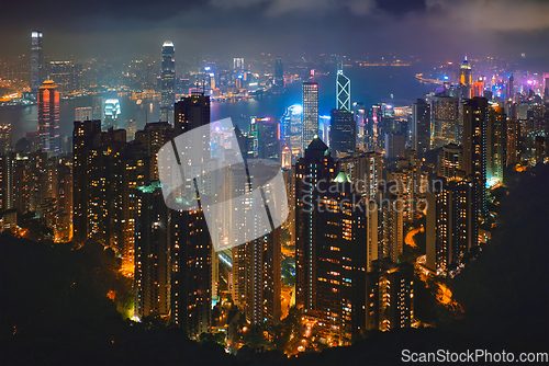 Image of Hong Kong skyscrapers skyline cityscape view