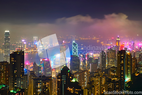 Image of Hong Kong skyscrapers skyline cityscape view