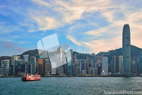 Image of Junk boat in Hong Kong Victoria Harbour