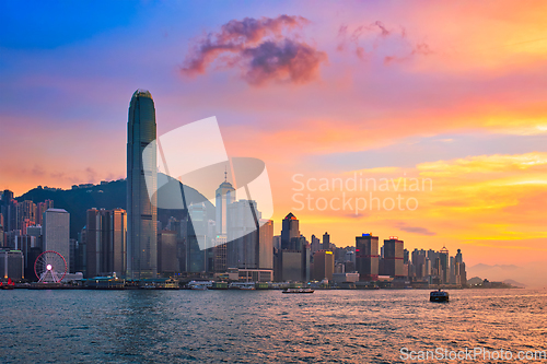 Image of Junk boat in Hong Kong Victoria Harbour