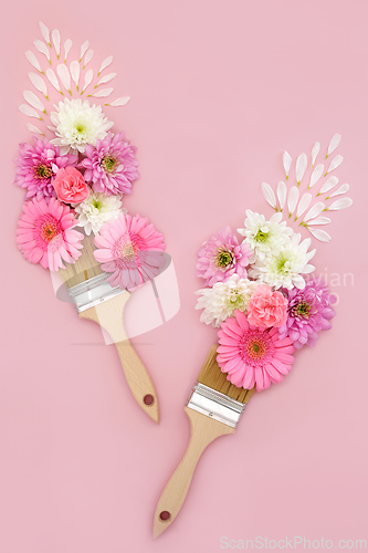 Image of Surreal Floral Paintbrush Spray with Summer Flowers