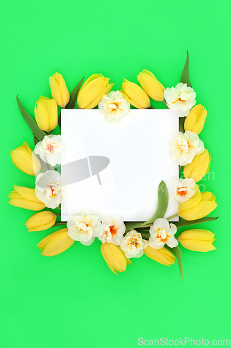 Image of Happy Easter and Spring Abstract Flower Background Border