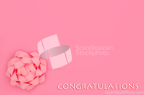 Image of Congratulations for Birth of a Girl Pink Rosette Bow  