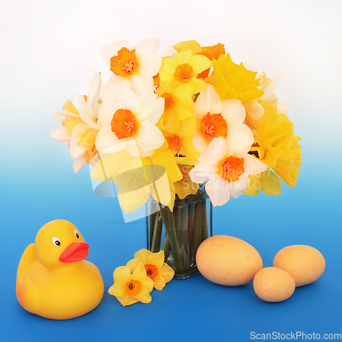Image of Creative Happy Easter Holiday Spring Composition