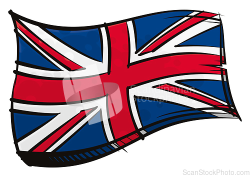 Image of Painted United Kingdom flag waving in wind