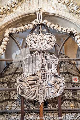 Image of Human skulls and bones in ossuary Sedlec Kostnice