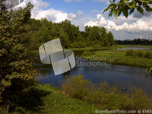 Image of river in a Russian village