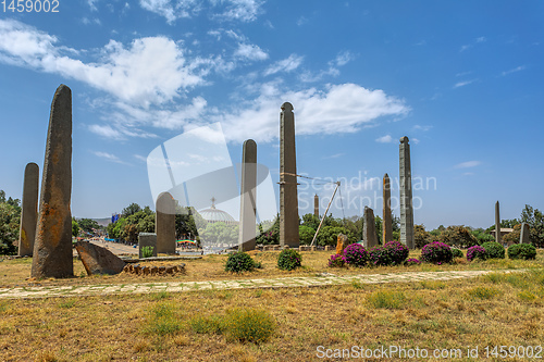 Image of Ancient obelisks in city Aksum, Ethiopia