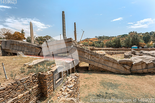 Image of Ancient obelisks in city Aksum, Ethiopia