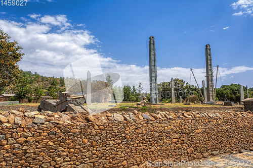 Image of Ancient obelisks in city Aksum, Ethiopia