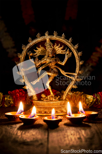 Image of Shiva Nataraja with Diwali lights