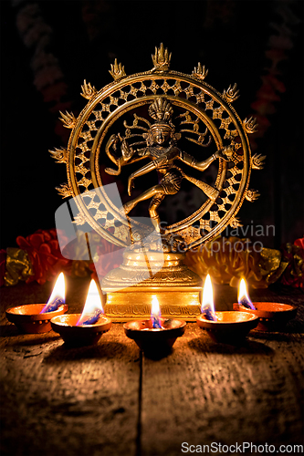 Image of Shiva Nataraja with Diwali lights