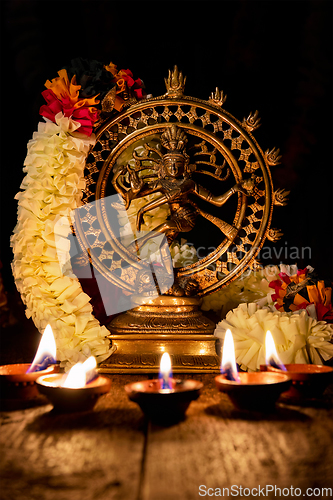 Image of Shiva Nataraja with Diwali lights