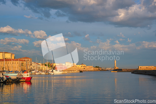 Image of Picturesque old port of Chania, Crete island. Greece