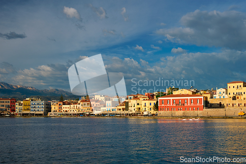 Image of Picturesque old port of Chania, Crete island. Greece