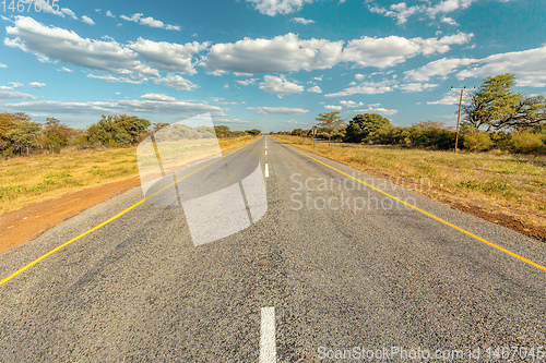 Image of Endless road with blue sky