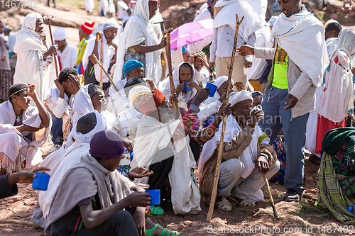 Image of Orthodox Christian Ethiopian believers, Lalibela Ethiopia