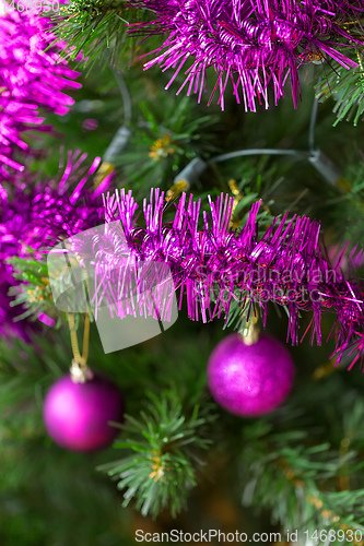 Image of violet Decorated christmas tree