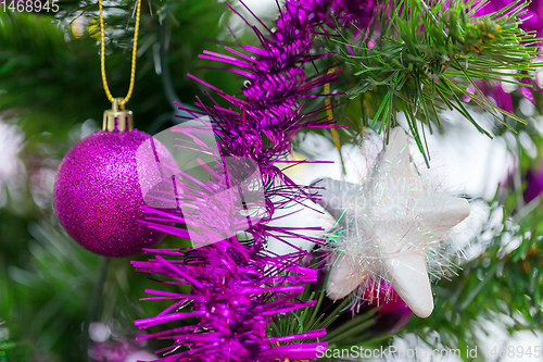 Image of violet Decorated christmas tree