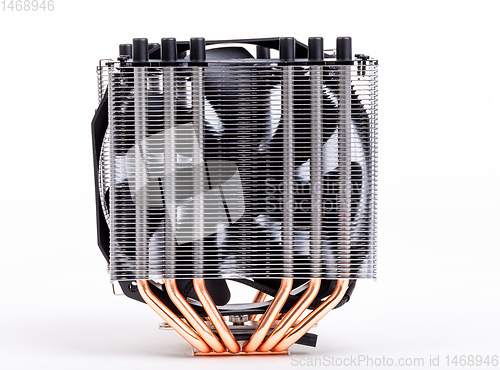 Image of CPU Cooler with heat-pipes on white