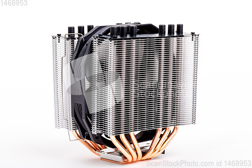Image of CPU Cooler with heat-pipes on white