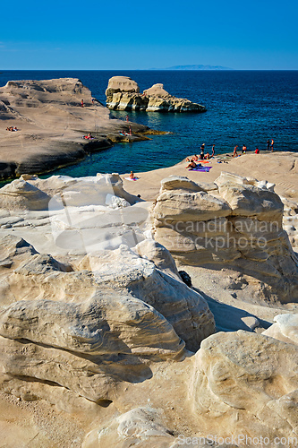 Image of Famous Sarakiniko beach on Milos island in Greece