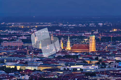 Image of Night aerial view of Munich, Germany