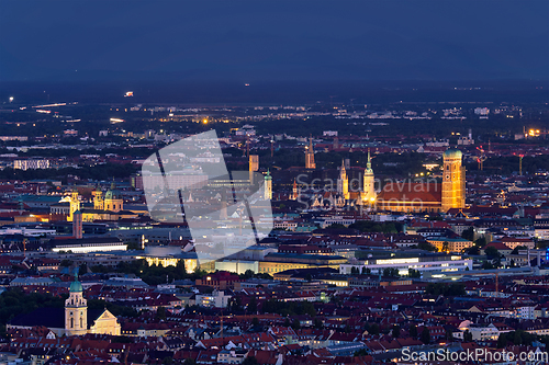 Image of Night aerial view of Munich, Germany