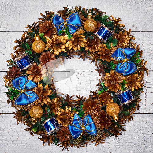 Image of Christmas wreath top view