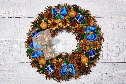 Image of Christmas wreath top view