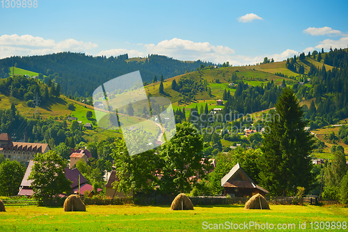 Image of Carpathians mountains village landscape Ukraine