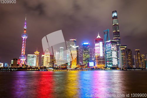 Image of Shanghai city skyline at night