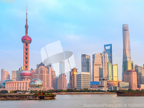Image of Shanghai downtown and freight ships