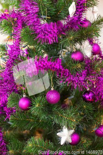 Image of violet Decorated christmas tree