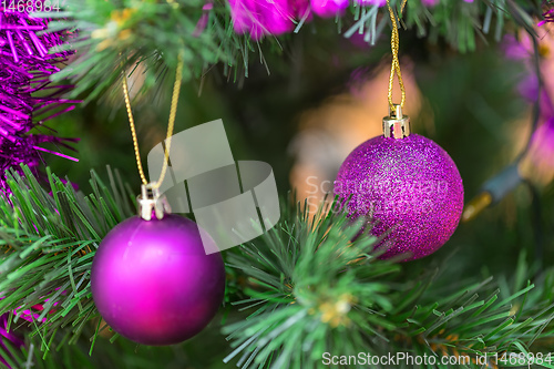 Image of violet Decorated christmas tree